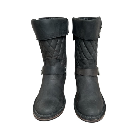 UGG Conor Quilted Black Leather Australia Mid Moto Boots. SZ. 7 - Picture 4 of 10